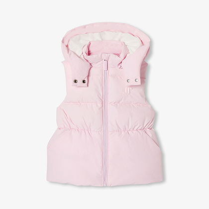 Girl sleeveless puffer jacket - powder pink