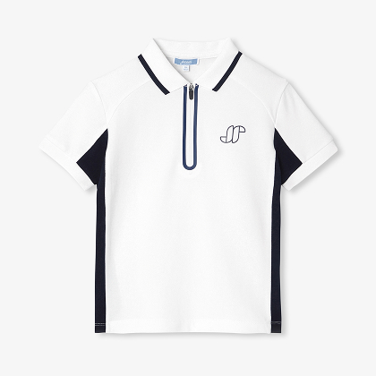 Boy cotton piqué polo shirt - white