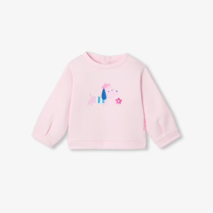Baby girl fleece sweatshirt - powder pink