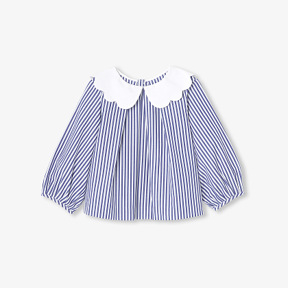 Striped poplin toddler girl blouse