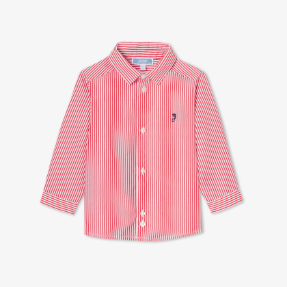 Toddler boy poplin shirt - white/red