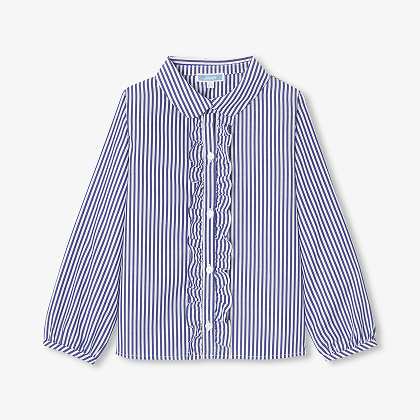 Striped poplin girl shirt