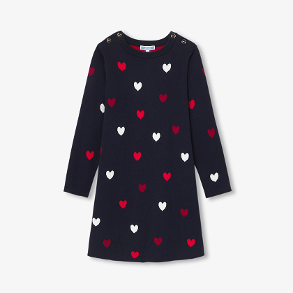 Jersey knit girl dress - mnavy