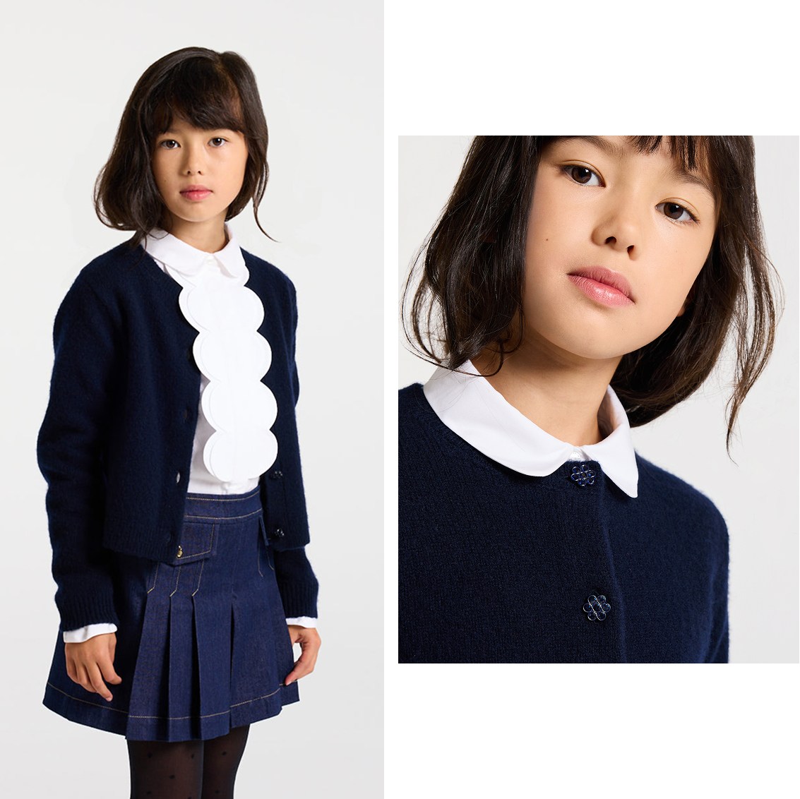 Scopri il look da ragazza: camicetta in popeline bianca con dettagli smerlati