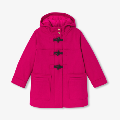 Pink wool duffle coat for girls