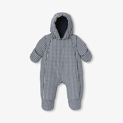 Skipakje van nylon met vichyruitjes - wit/marineblauw
