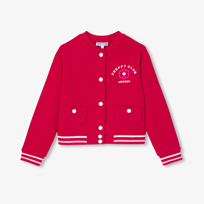 Girl fleece Varsity jacket - red